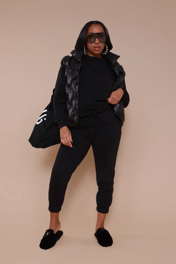 Get Ready With Me Crewneck Jogger Set - Black