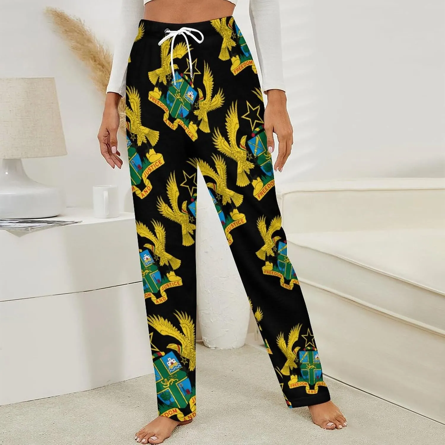 Ghana National Emblem Women's Flannel Pajama Pants Fleece Lounge Sleep Bottoms PJ
