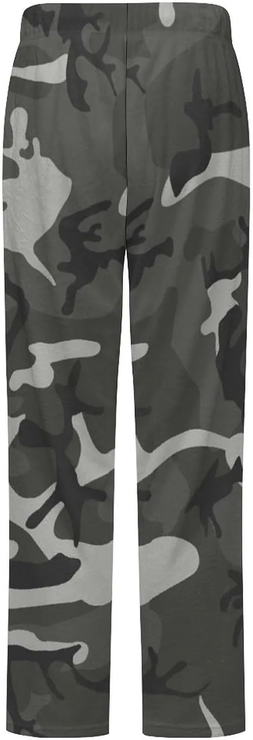 Gray Camouflage Women's Flannel Pajama Pants Fleece Lounge Sleep Bottoms PJ