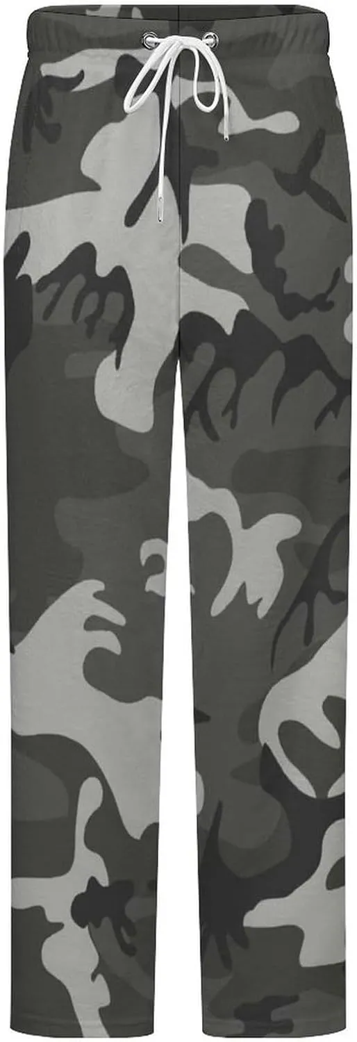 Gray Camouflage Women's Flannel Pajama Pants Fleece Lounge Sleep Bottoms PJ