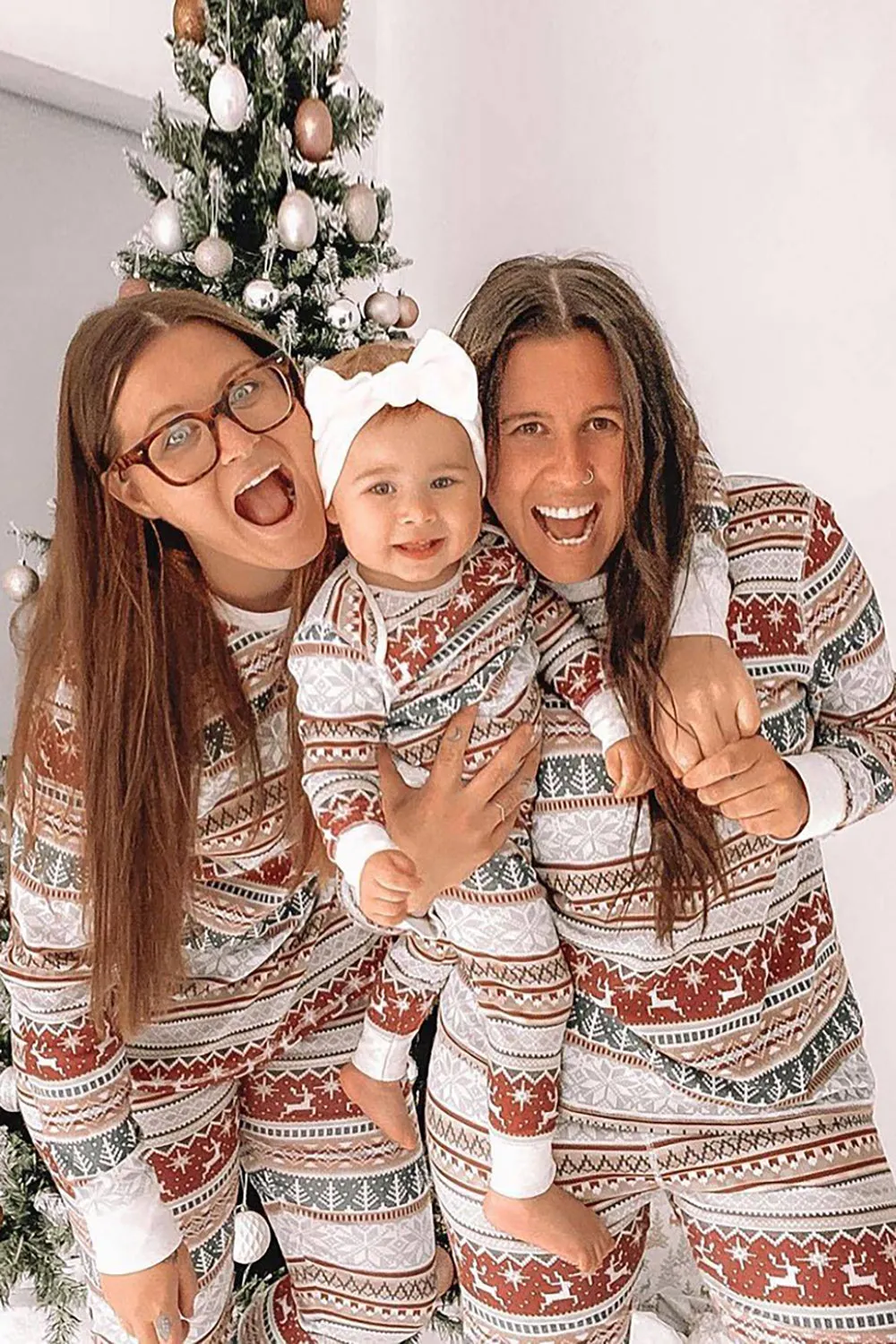 Grey Pattern Stripes Christmas Family Matching Pajamas