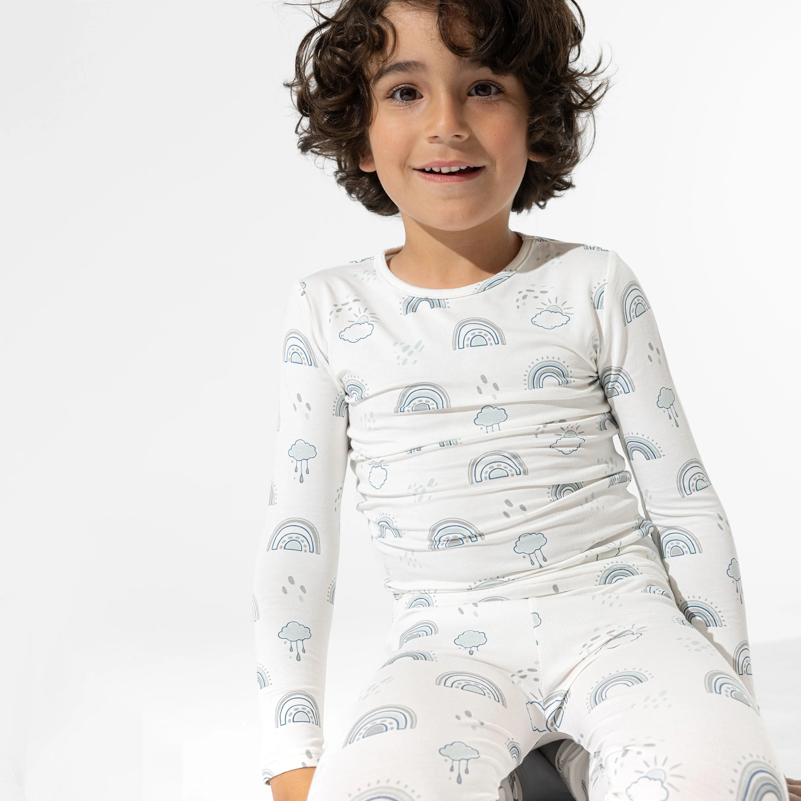 Grey Rainbows Bamboo Kids Pajamas