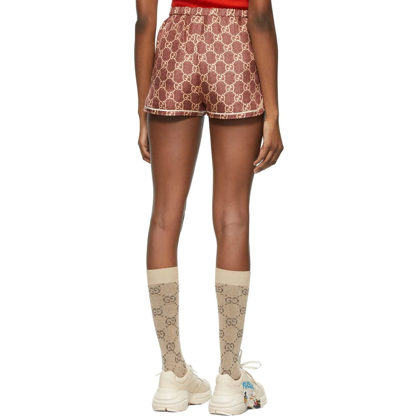 Gucci Burgundy Silk GG Supreme Shorts