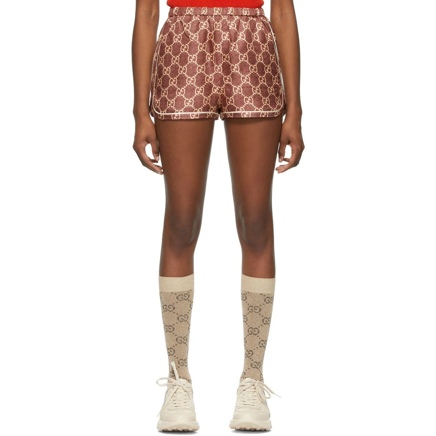 Gucci Burgundy Silk GG Supreme Shorts