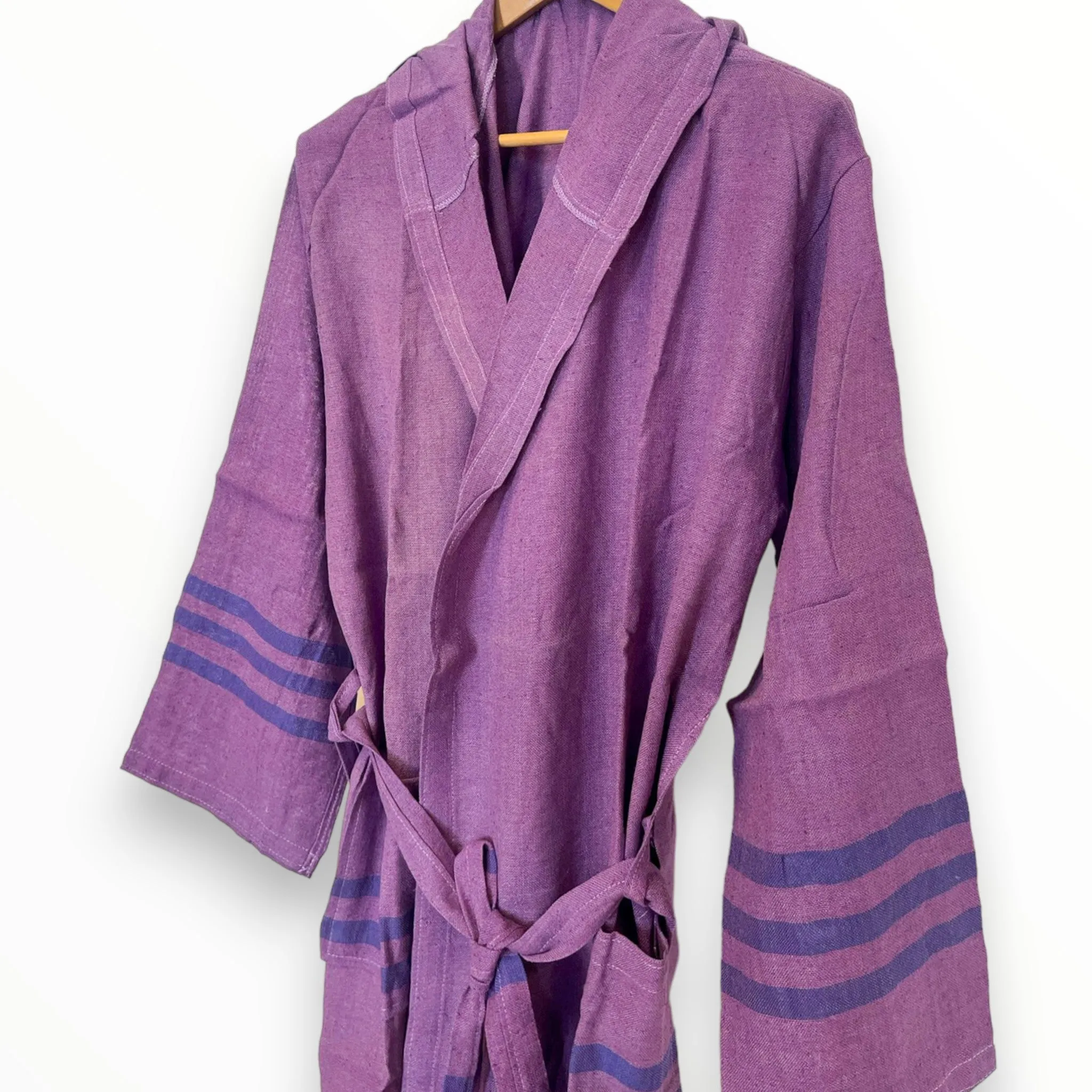 Hand-Woven Pure Raw Silk Turkish Towel Bathrobe