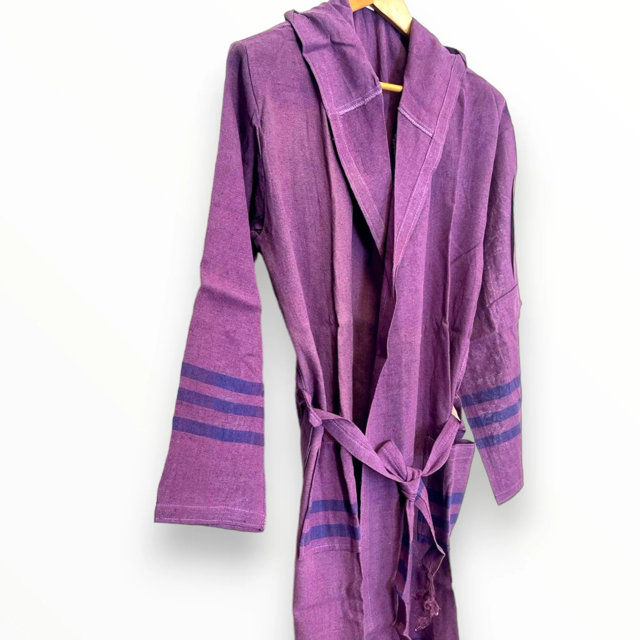 Hand-Woven Pure Raw Silk Turkish Towel Bathrobe