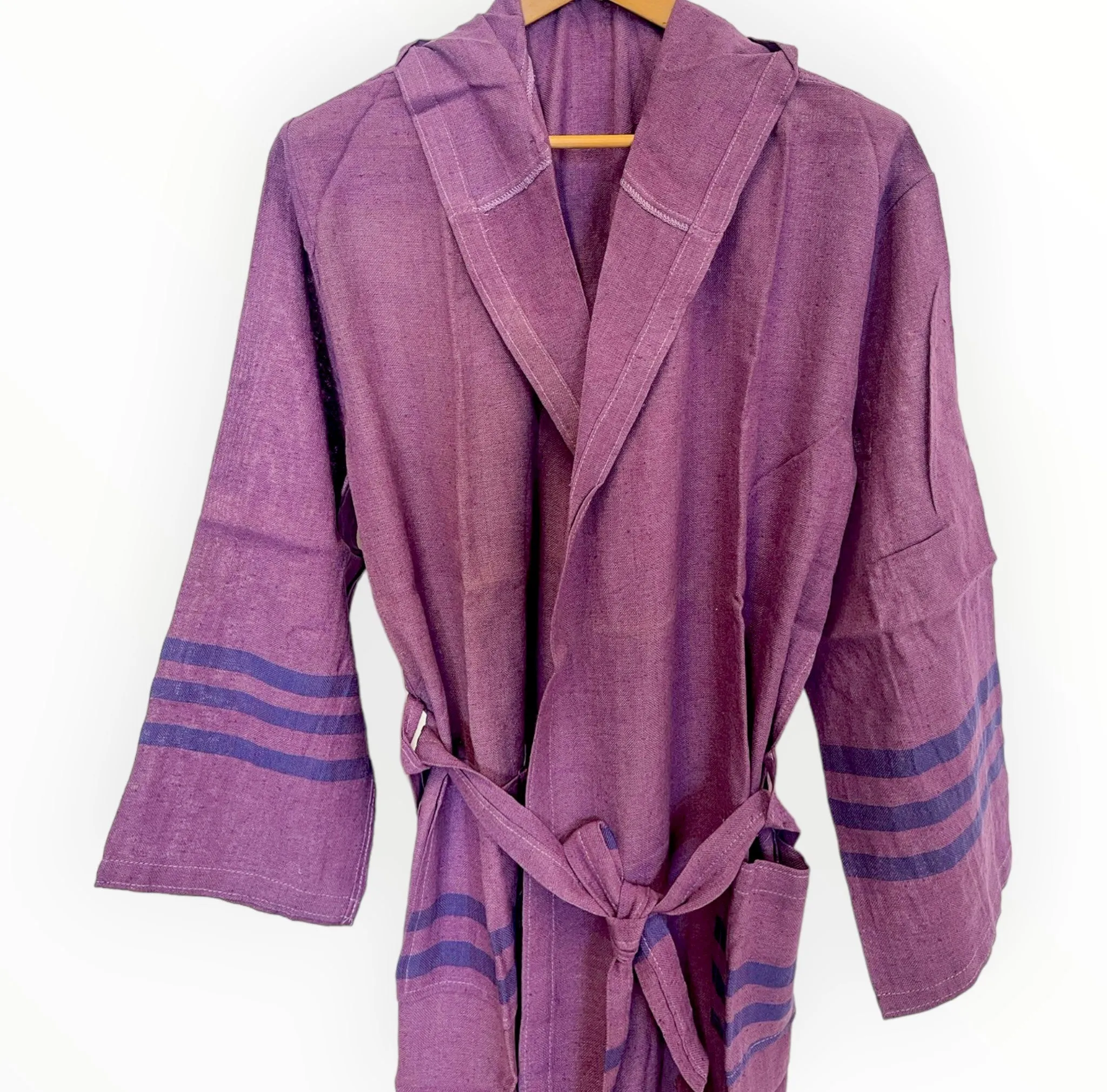 Hand-Woven Pure Raw Silk Turkish Towel Bathrobe