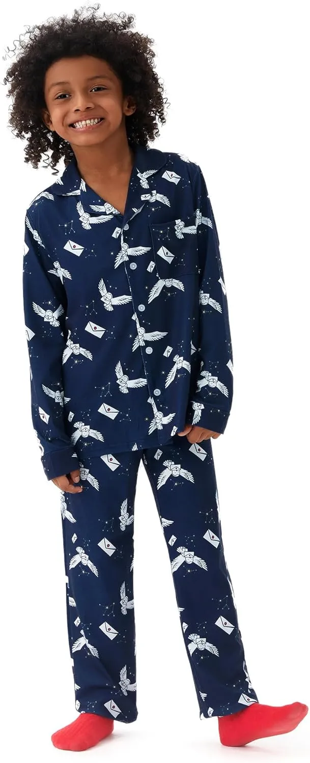 Harry Potter Family Matching Pajamas Hedwig Owl Allover Print Top and Pant Sets for Couples His and Hers Kids Boys and Girls