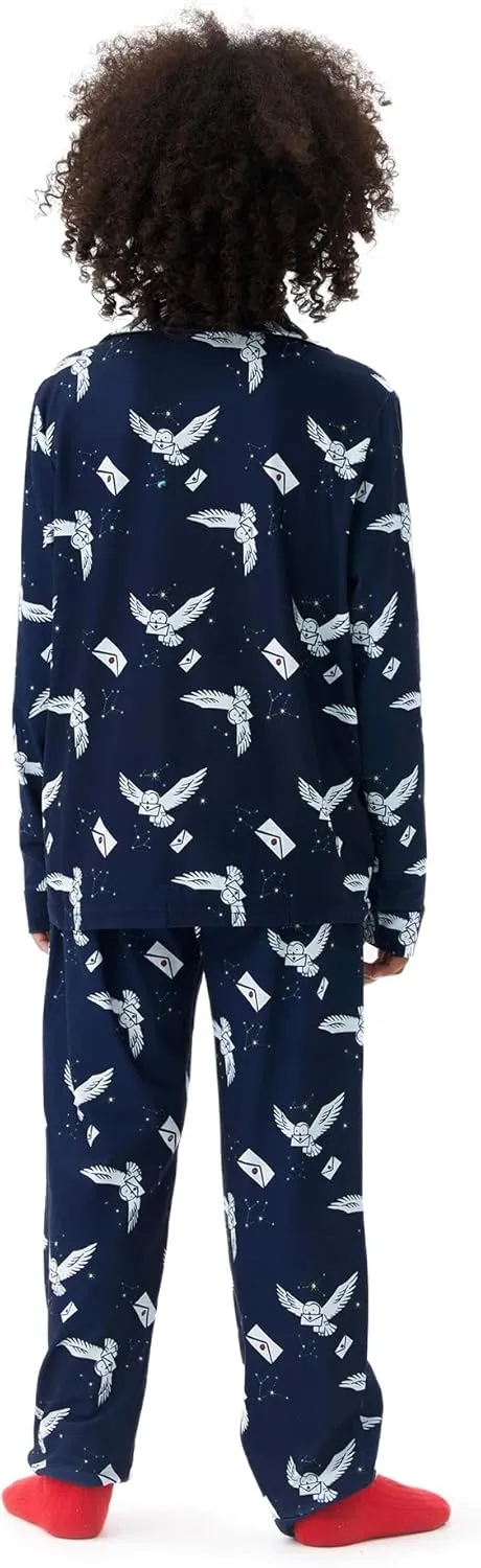 Harry Potter Family Matching Pajamas Hedwig Owl Allover Print Top and Pant Sets for Couples His and Hers Kids Boys and Girls