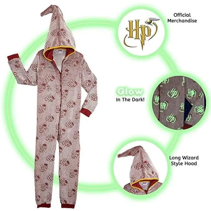 Harry Potter Glow in The Dark Super Soft Warm Fleece Onesie for Girls Boys