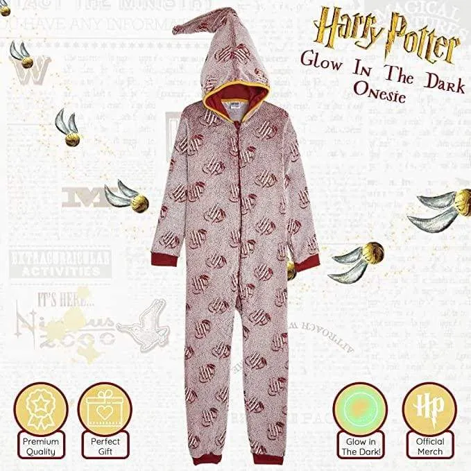 Harry Potter Glow in The Dark Super Soft Warm Fleece Onesie for Girls Boys