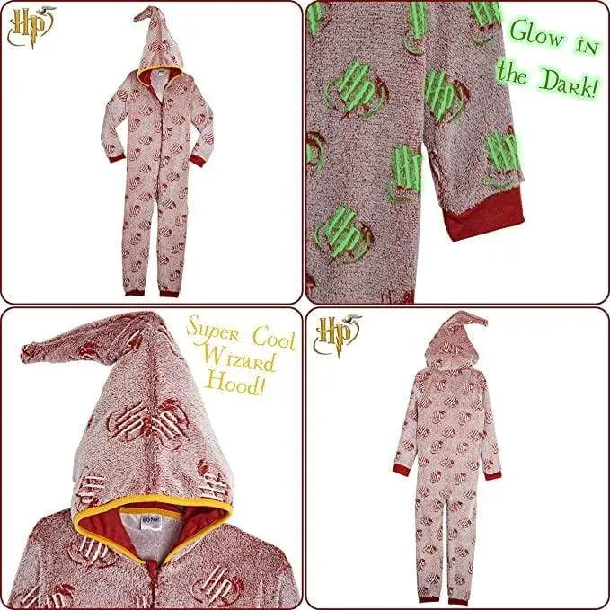 Harry Potter Glow in The Dark Super Soft Warm Fleece Onesie for Girls Boys