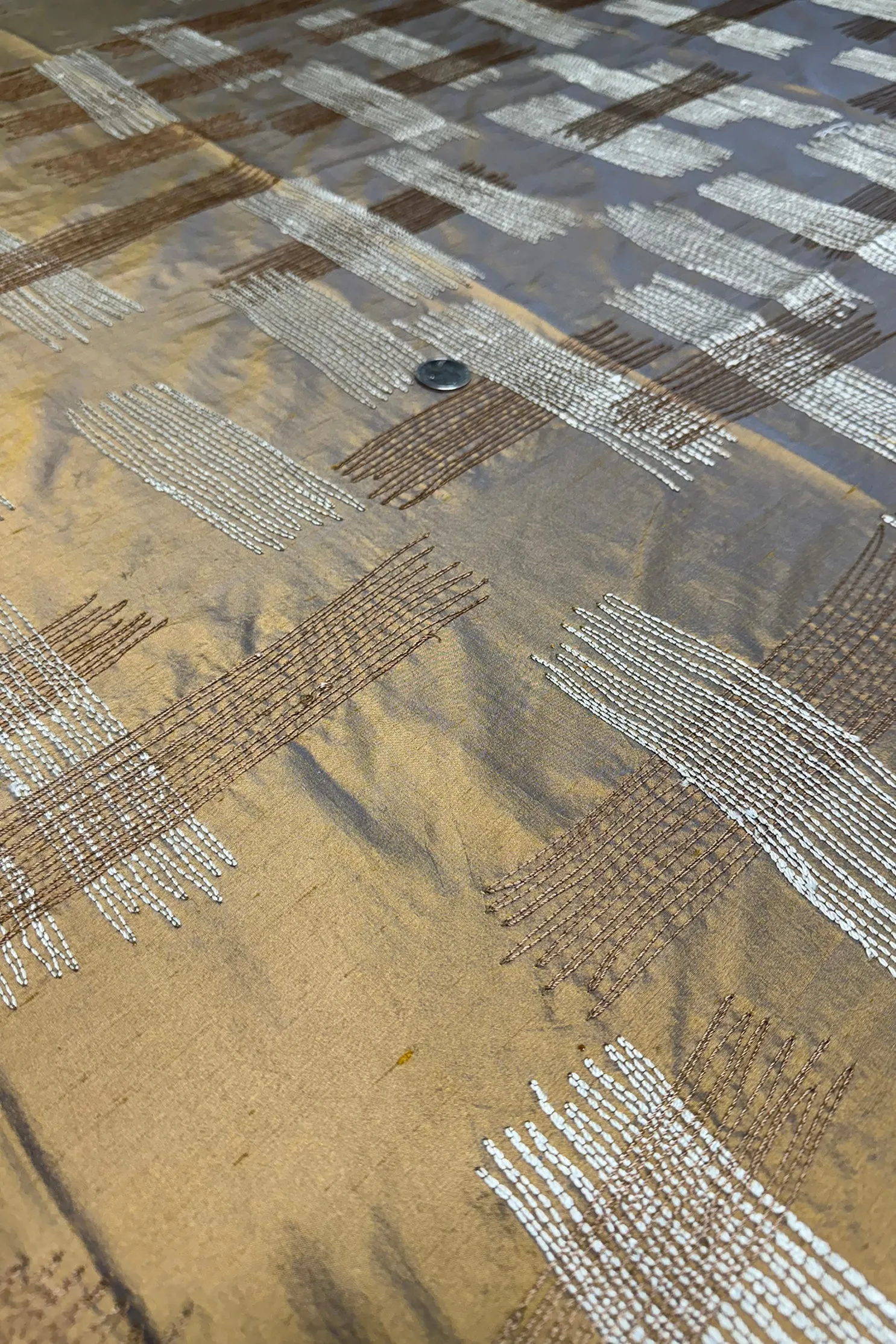 Hashtag on Bronze Embroidered Silk