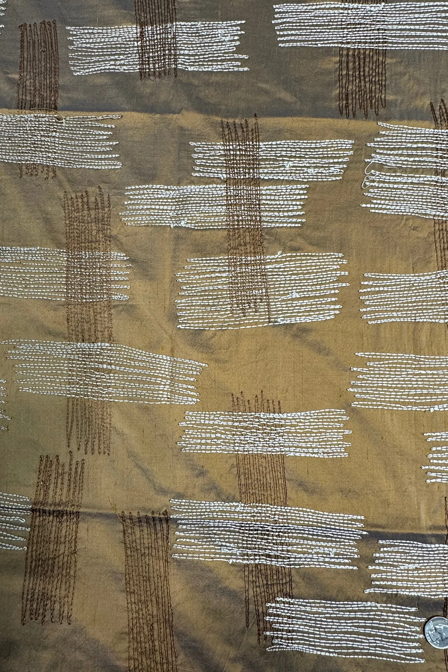 Hashtag on Bronze Embroidered Silk