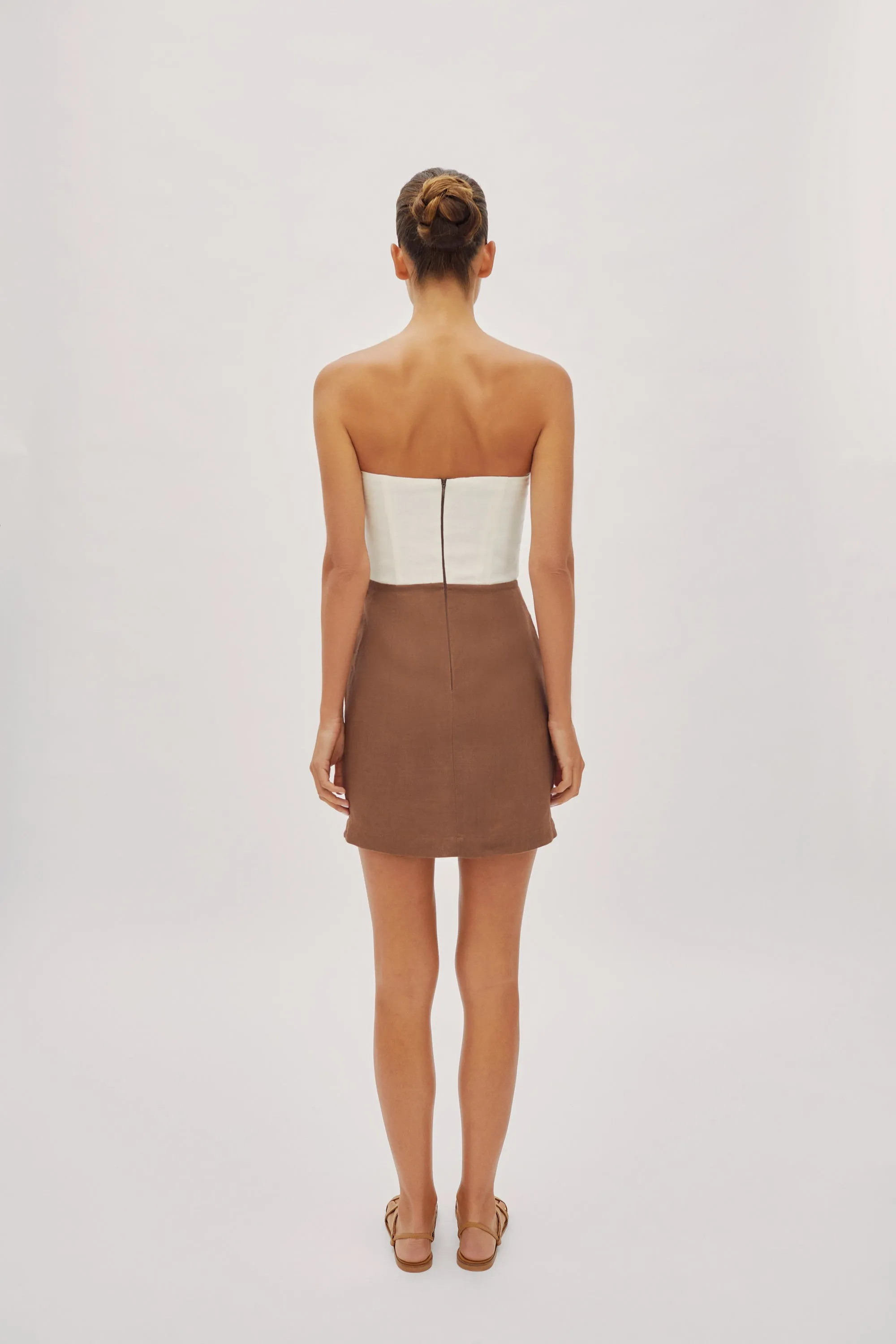 Hazel Two-Tone Linen Twist Mini Dress