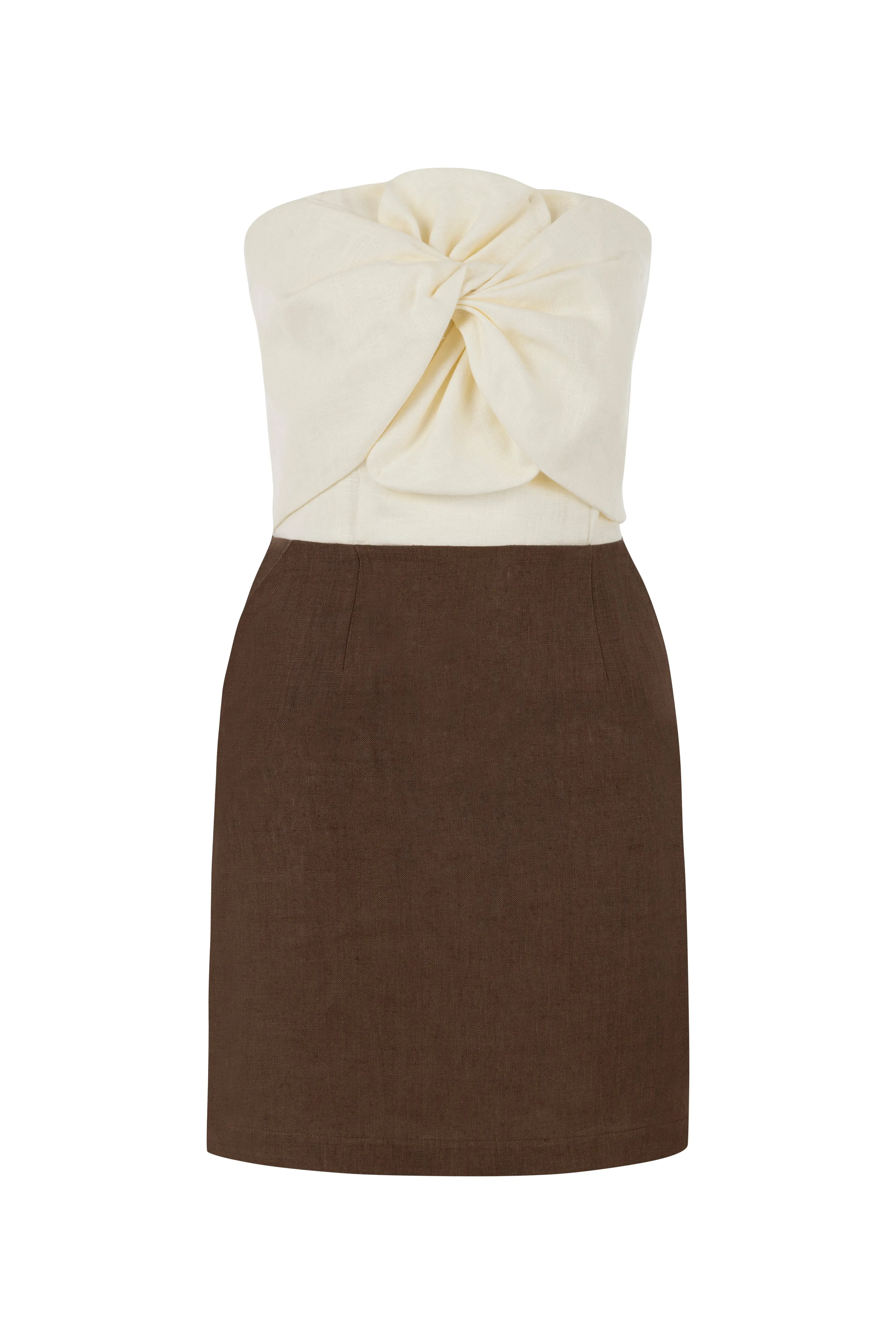Hazel Two-Tone Linen Twist Mini Dress