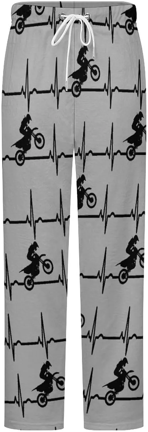 Heartbeat Motorcycle Women's Flannel Pajama Pants Fleece Lounge Sleep Bottoms PJ