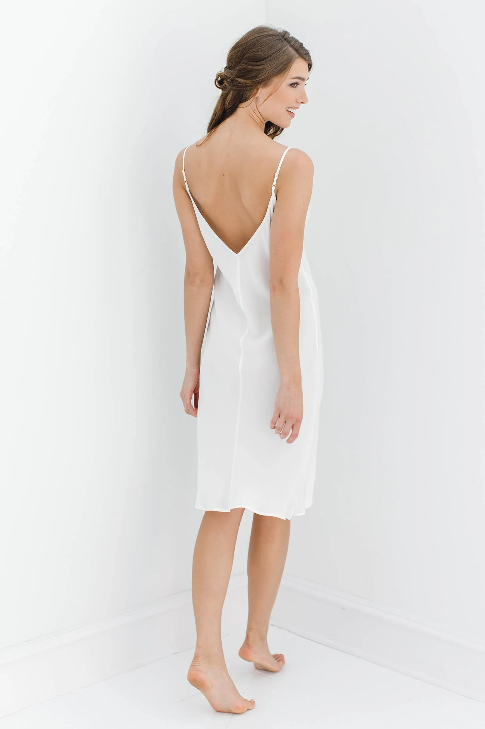 Heavenly Bias cut Midi Silk Slip in Ivory, Blush pink, Gold or Black