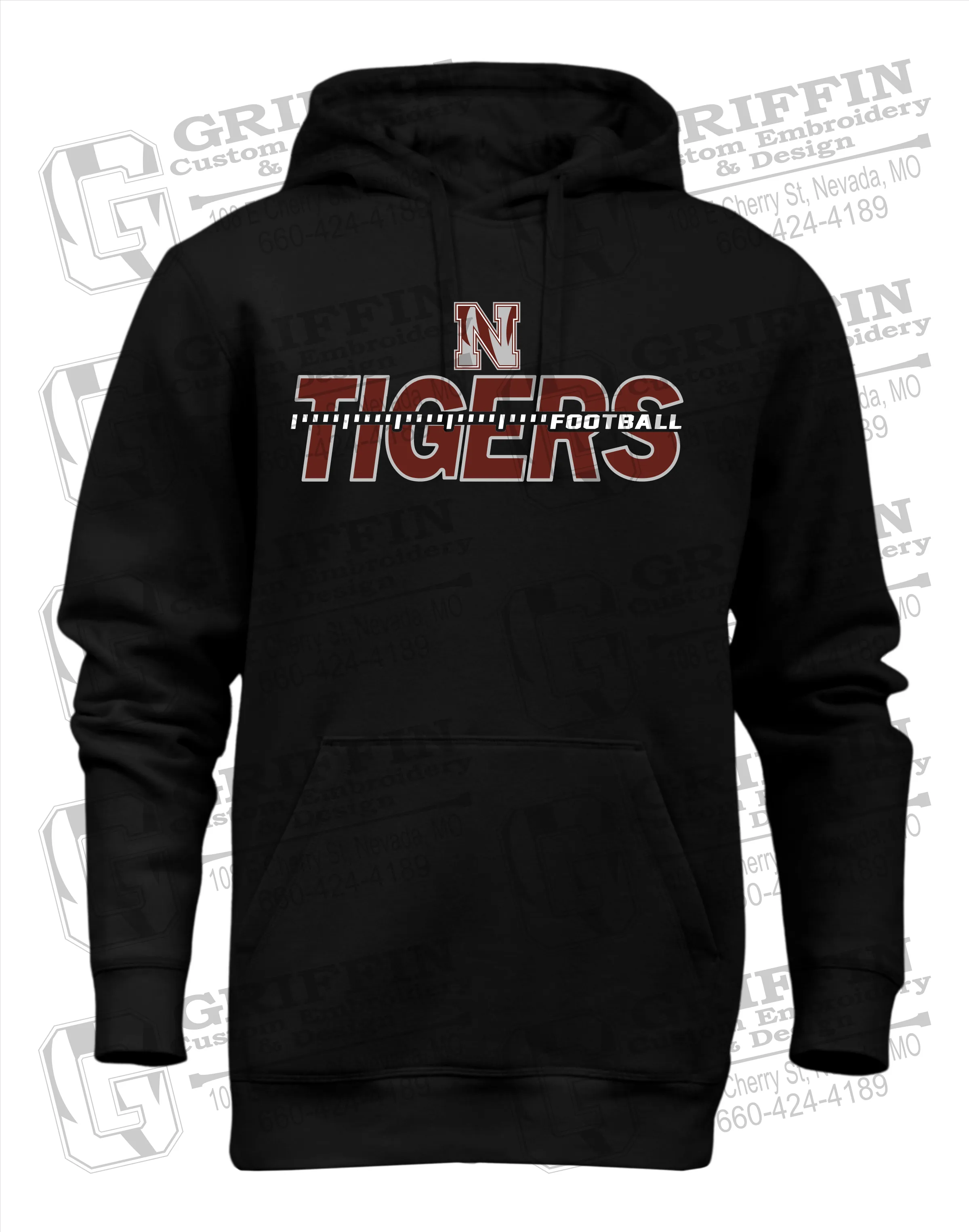Heavyweight Fleece Hoodie - Football - Nevada Tigers 21-D