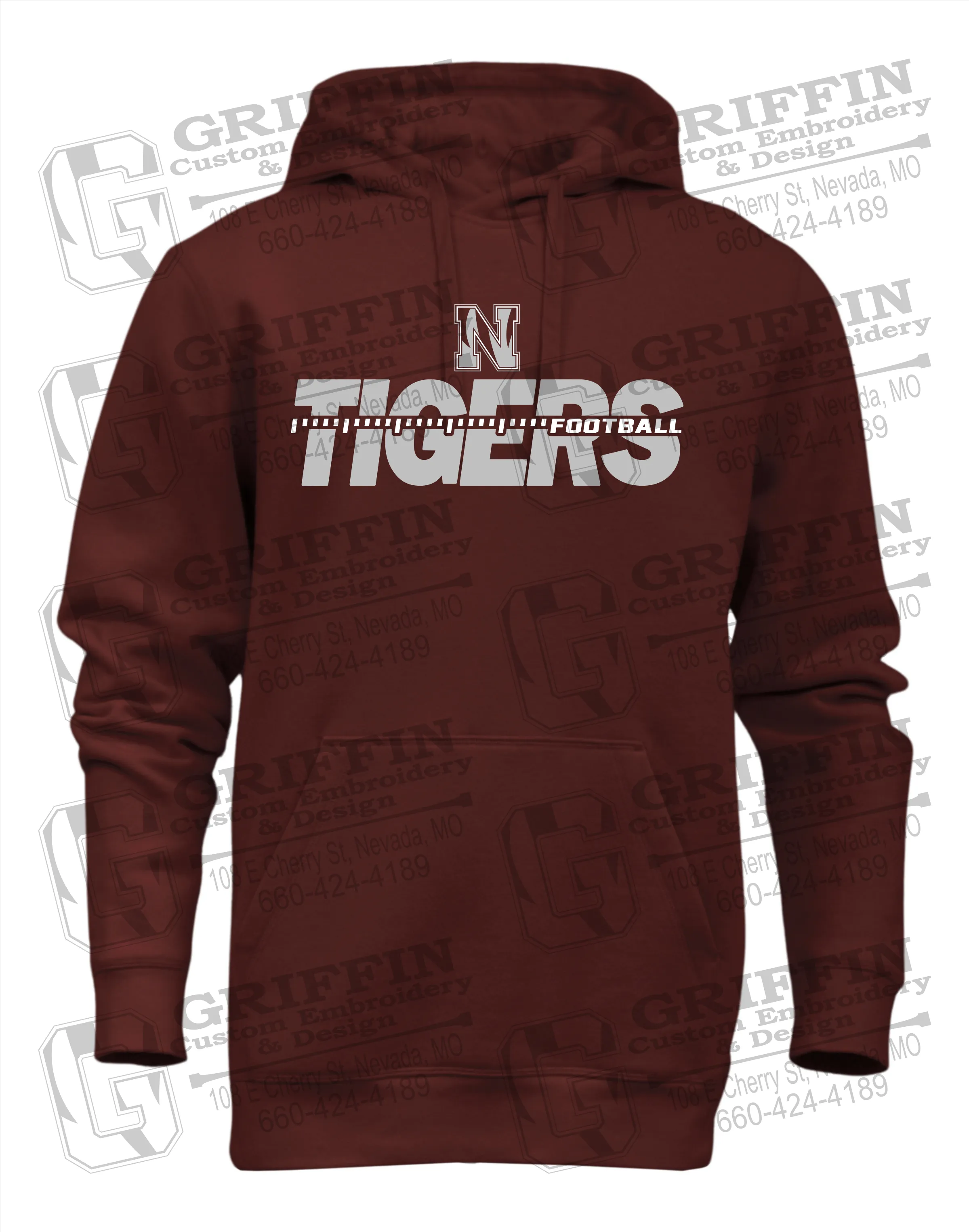 Heavyweight Fleece Hoodie - Football - Nevada Tigers 21-D