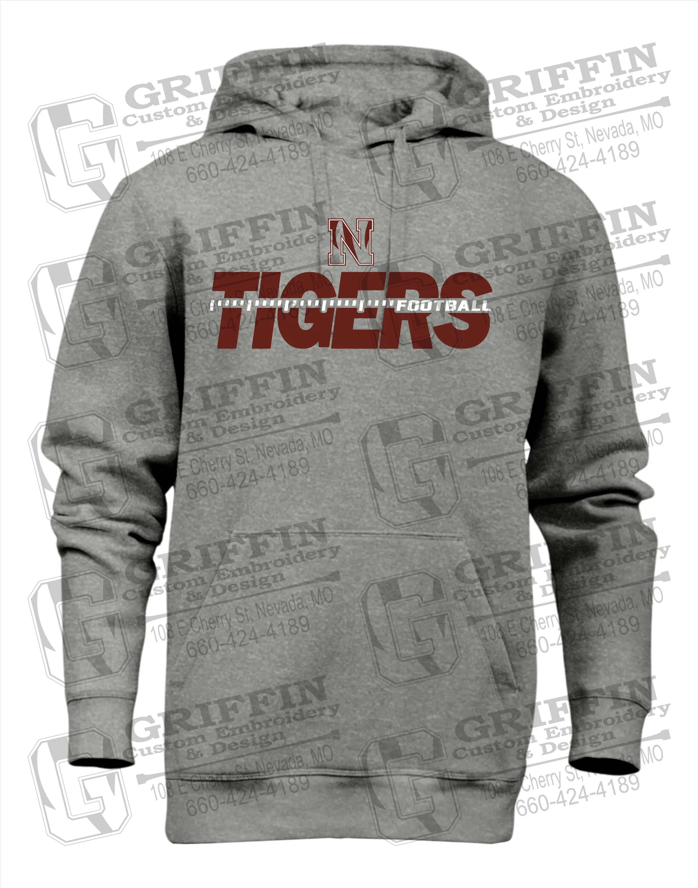 Heavyweight Fleece Hoodie - Football - Nevada Tigers 21-D