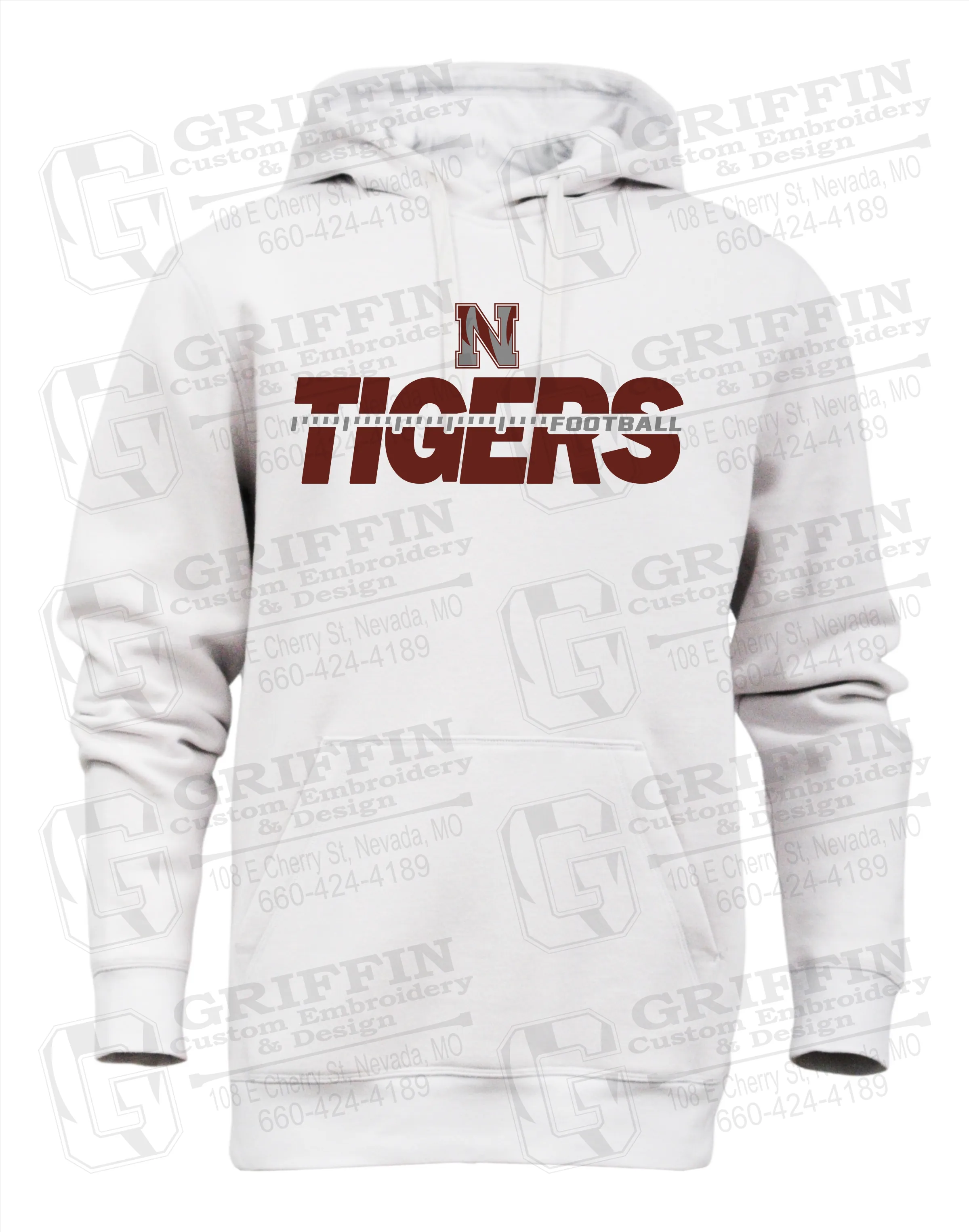 Heavyweight Fleece Hoodie - Football - Nevada Tigers 21-D