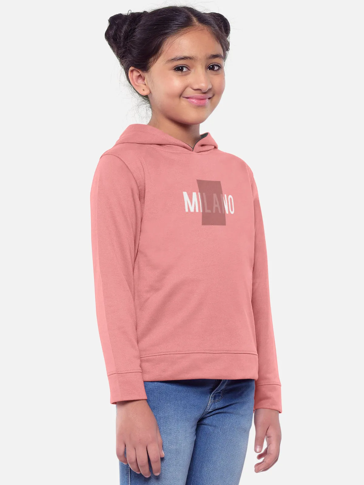 HELLCAT Trendy Printed Cotton Blend Pink Full sleeve Hoodie T-shirt Navy Jogger Trackpant Clothing Set for Girls