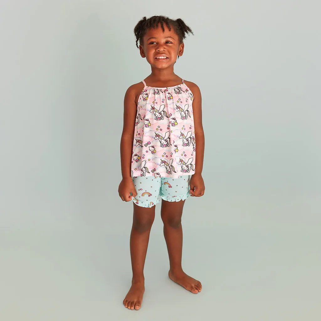 Hello Unicorn Top Ruffled Short Set