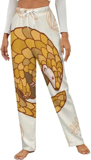 Hibernating Pangolins Women's Flannel Pajama Pants Fleece Lounge Sleep Bottoms PJ
