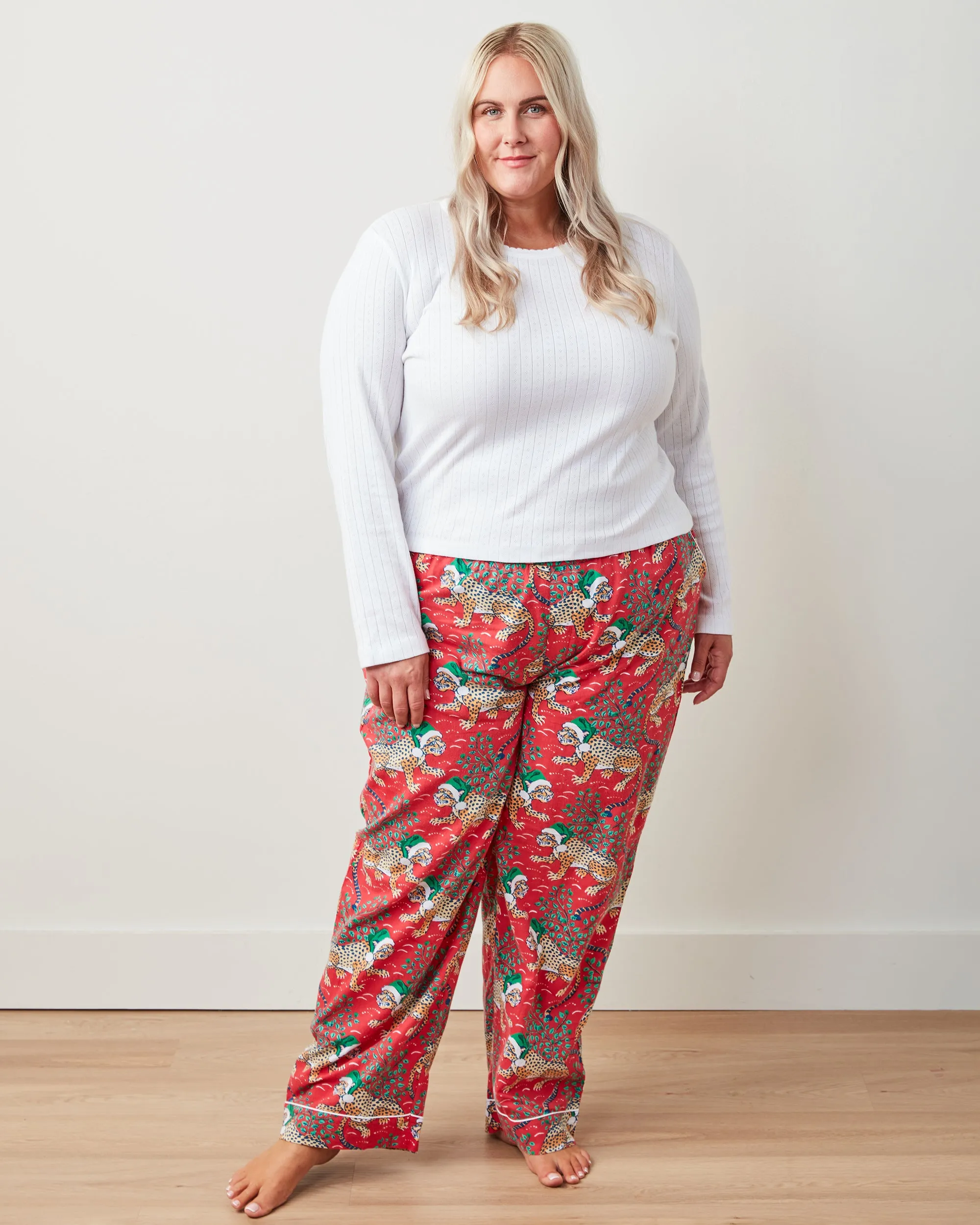 Holly Jolly Bagheera - Lightweight Flannel PJ Pants - Ruby