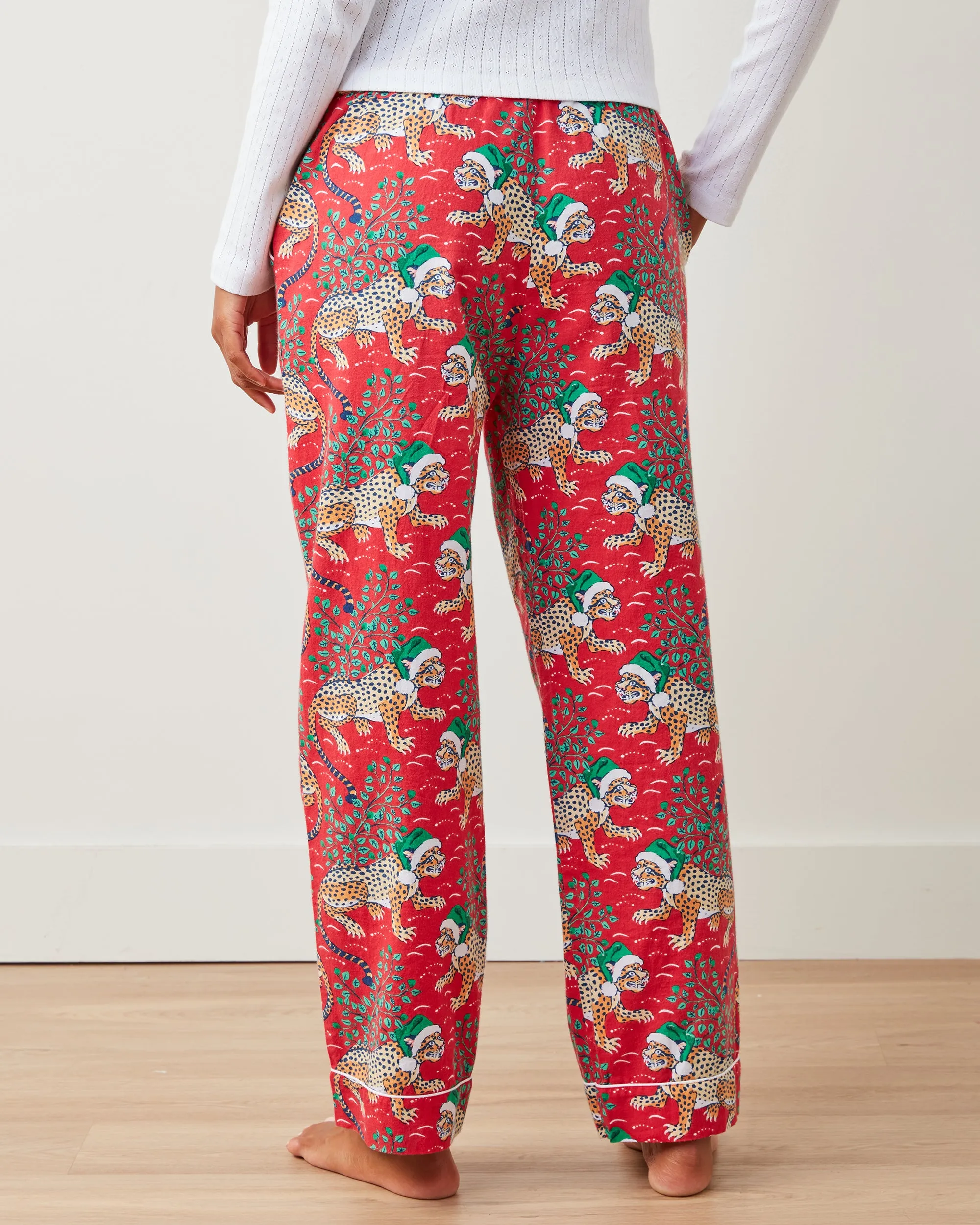 Holly Jolly Bagheera - Lightweight Flannel PJ Pants - Ruby