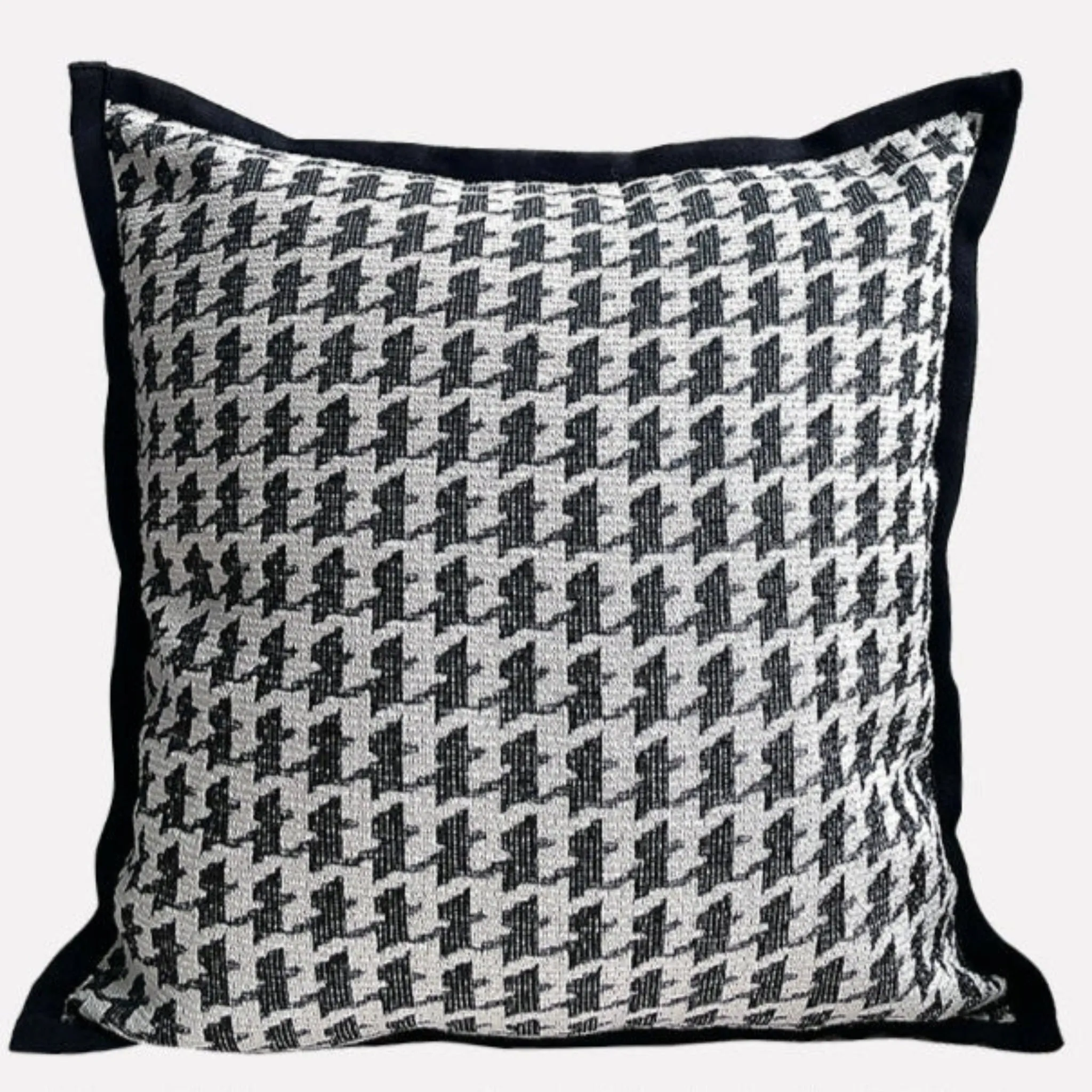 Houndstooth Hand-Woven Cotton & Linen Throw Pillow Cover