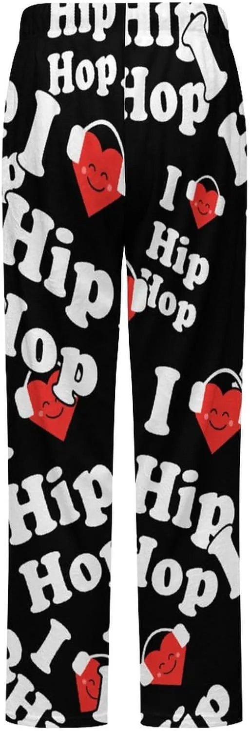 I Love Hip Hop Women's Flannel Pajama Pants Fleece Lounge Sleep Bottoms PJ