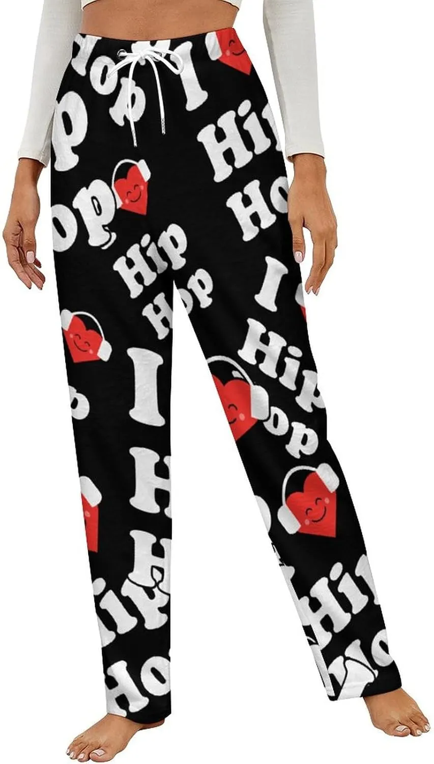 I Love Hip Hop Women's Flannel Pajama Pants Fleece Lounge Sleep Bottoms PJ