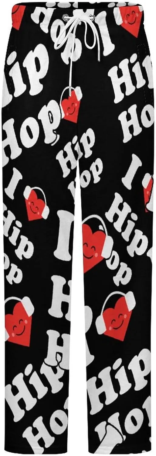 I Love Hip Hop Women's Flannel Pajama Pants Fleece Lounge Sleep Bottoms PJ