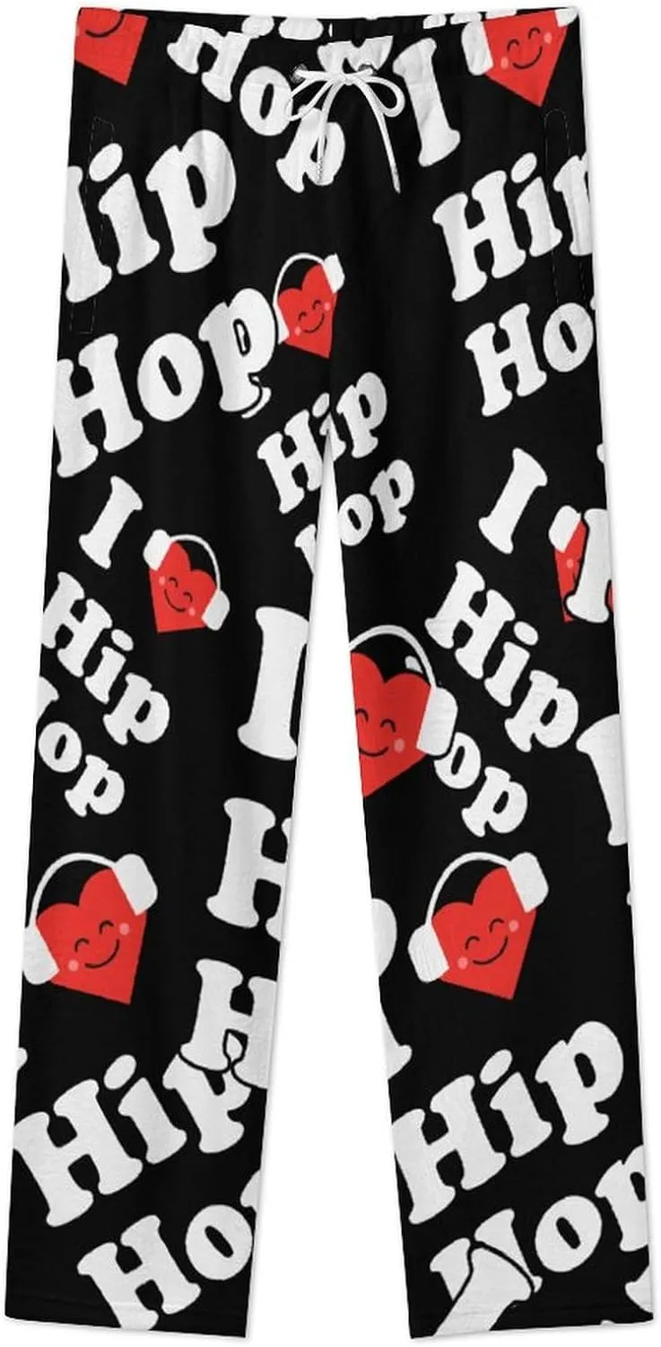 I Love Hip Hop Women's Flannel Pajama Pants Fleece Lounge Sleep Bottoms PJ