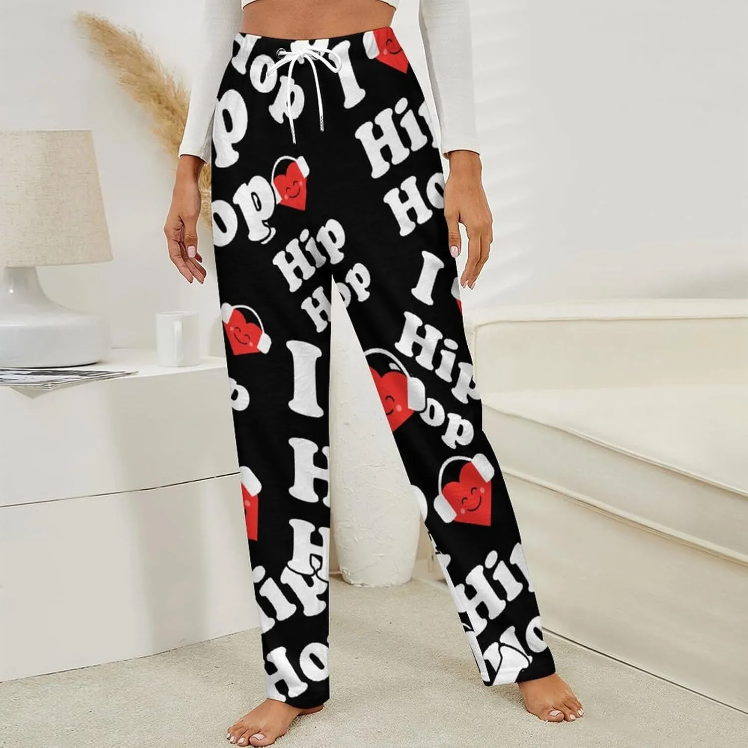 I Love Hip Hop Women's Flannel Pajama Pants Fleece Lounge Sleep Bottoms PJ