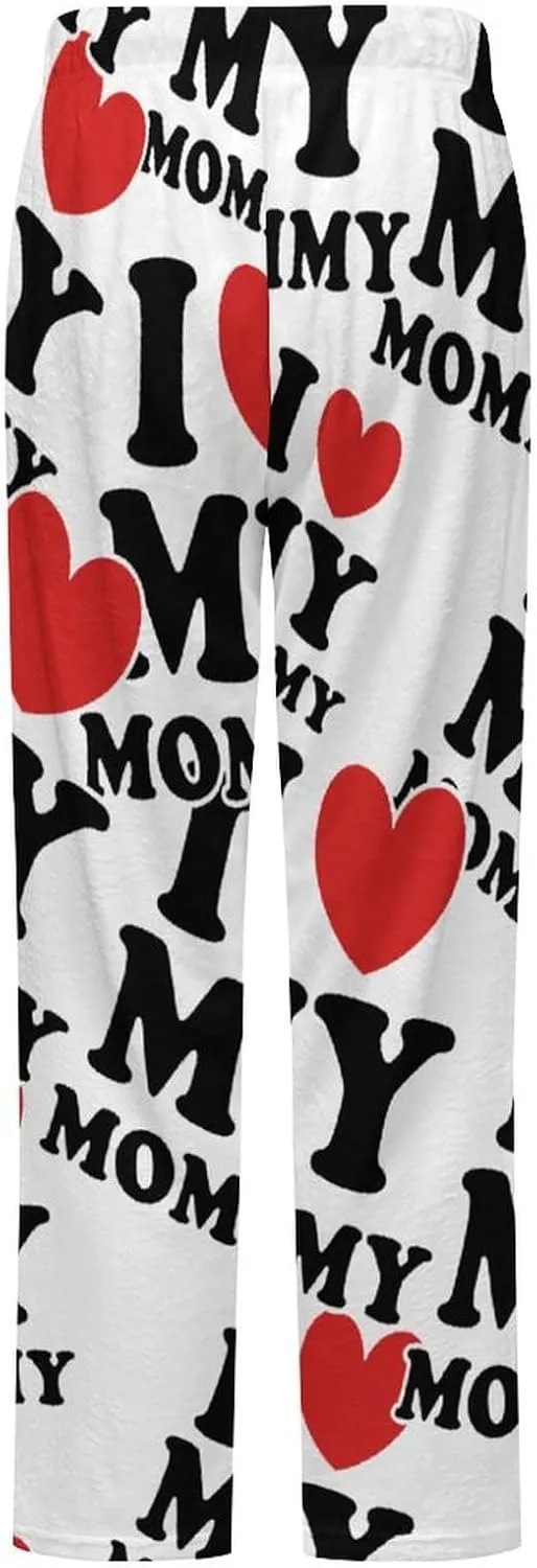 I Love My Mommy Women's Flannel Pajama Pants Fleece Lounge Sleep Bottoms PJ