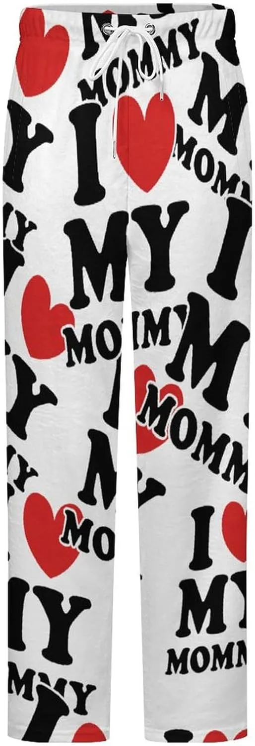 I Love My Mommy Women's Flannel Pajama Pants Fleece Lounge Sleep Bottoms PJ