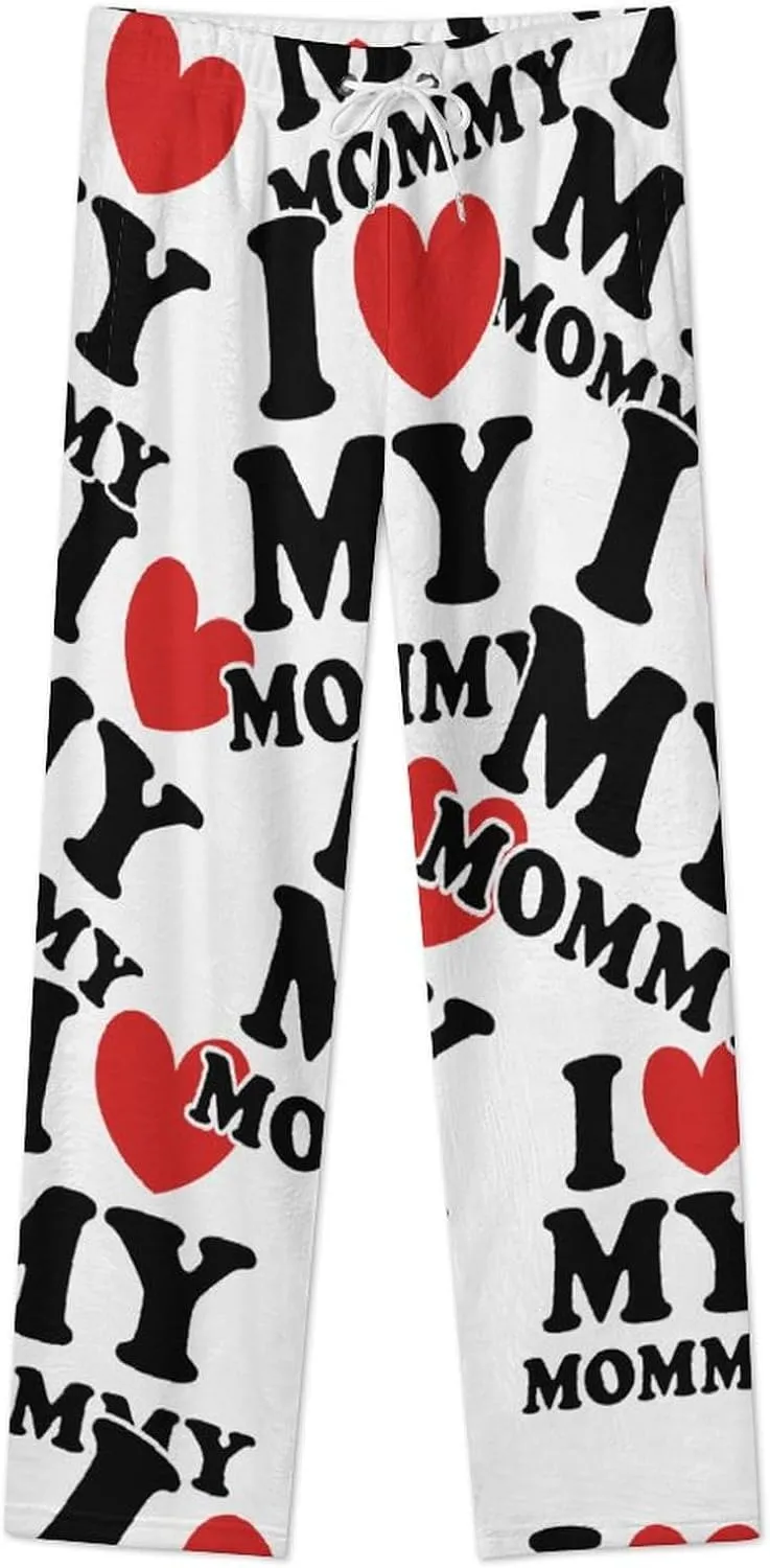 I Love My Mommy Women's Flannel Pajama Pants Fleece Lounge Sleep Bottoms PJ