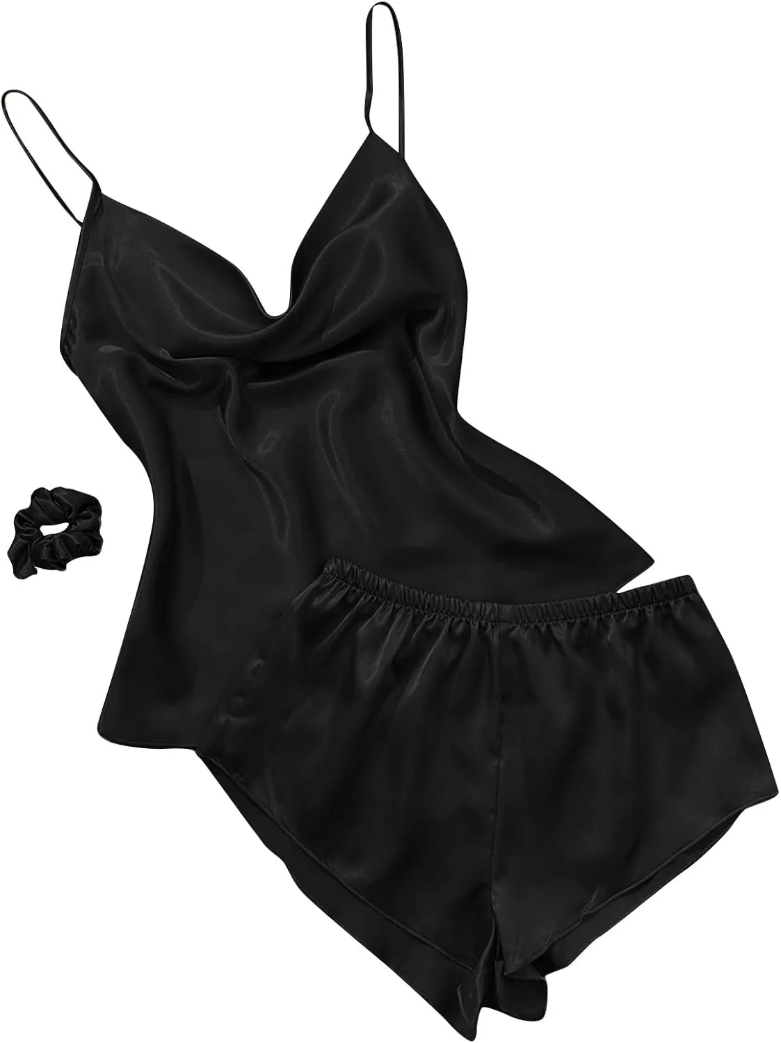 Ice Silk Pajamas Set for Women 2 Piece Sexy Lingerie Pjs Cami Tank Top and Shorts Summer Short Cooling Pajama