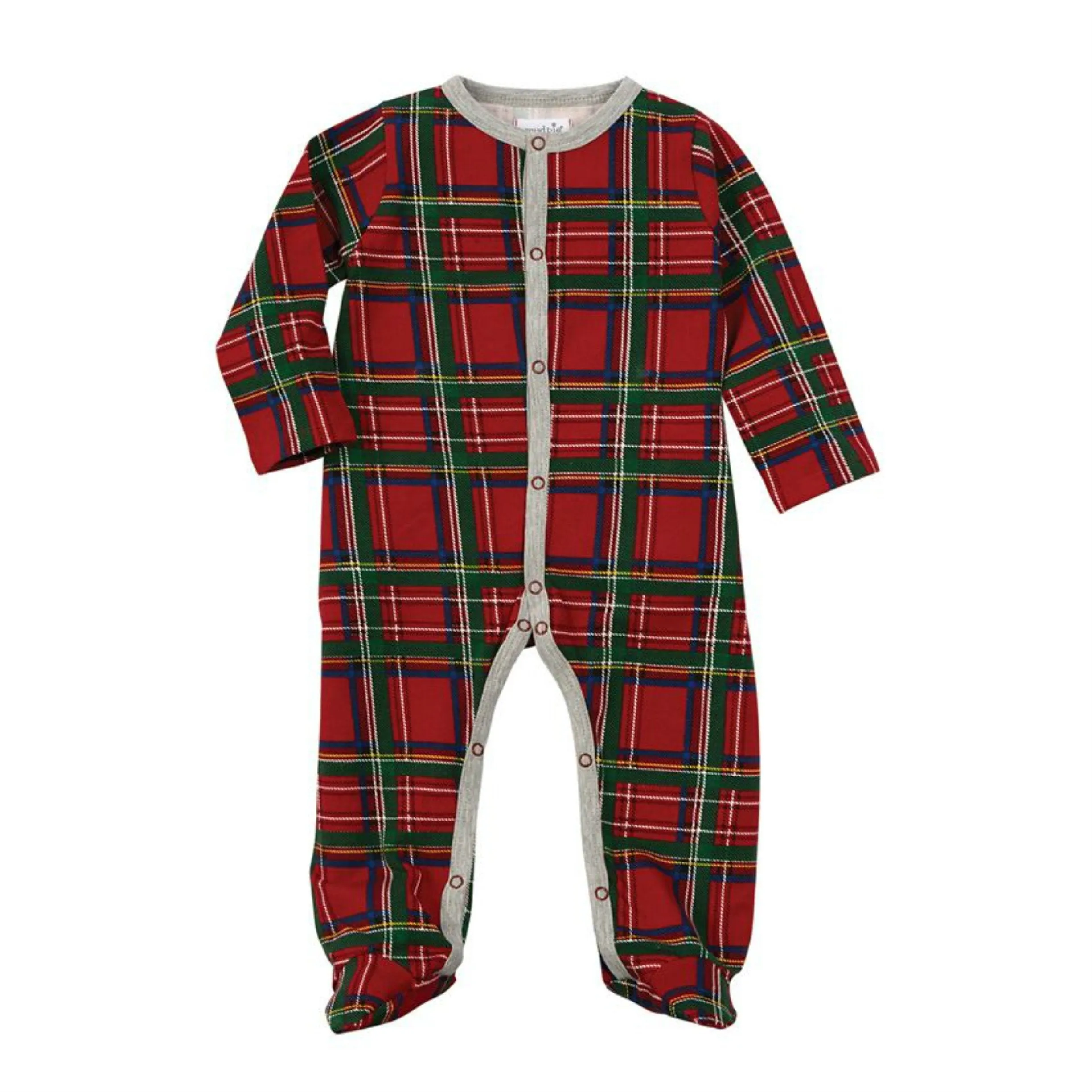 Infant Red Tartan Plaid Footed Sleeper Pajamas