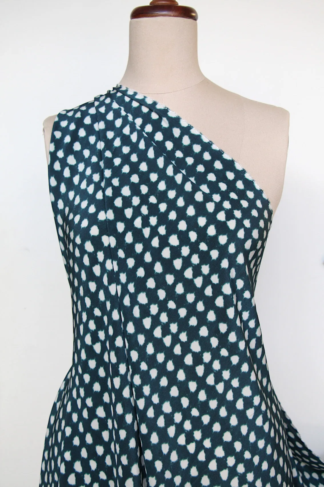 Ink Spot Dark Teal Silk Crepe De Chine