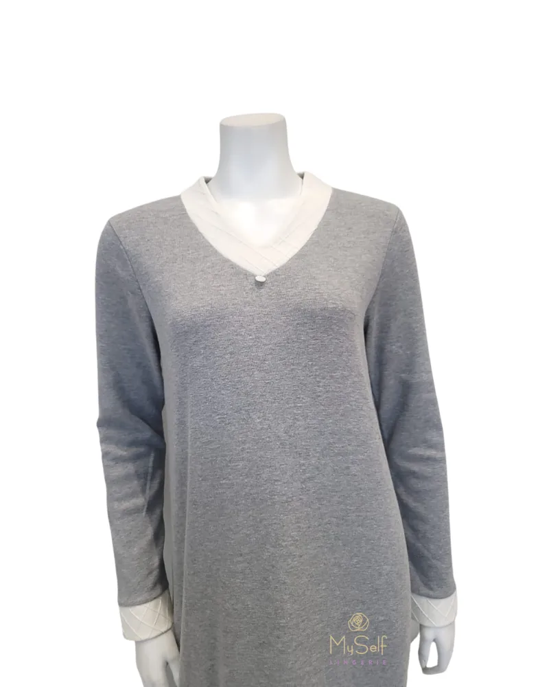 Iora Lingerie Heather Grey Cotton Blend Lounger Nightgown