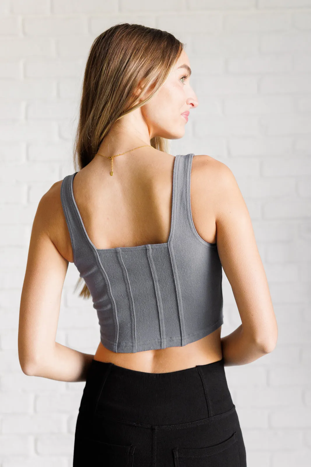 It's All About the Balance Rae Mode Twill Crop Top in Titanium