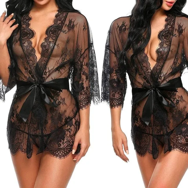 Jamie Lace Lingerie Robe