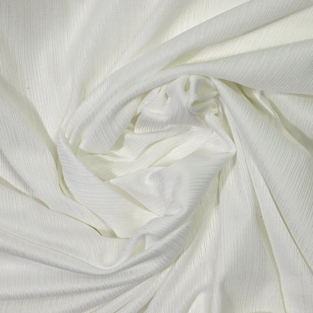 Jersey satin polyester côtelé blanc cassé