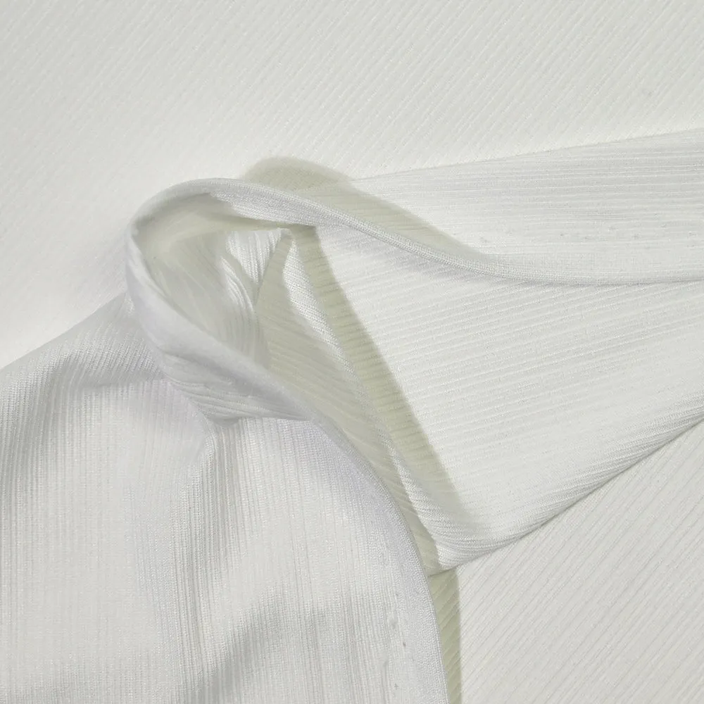 Jersey satin polyester côtelé blanc cassé