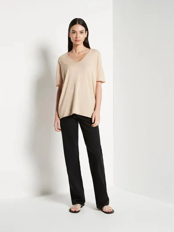JHL V-Neck T (Fine Cotton Cashmere) | Sand