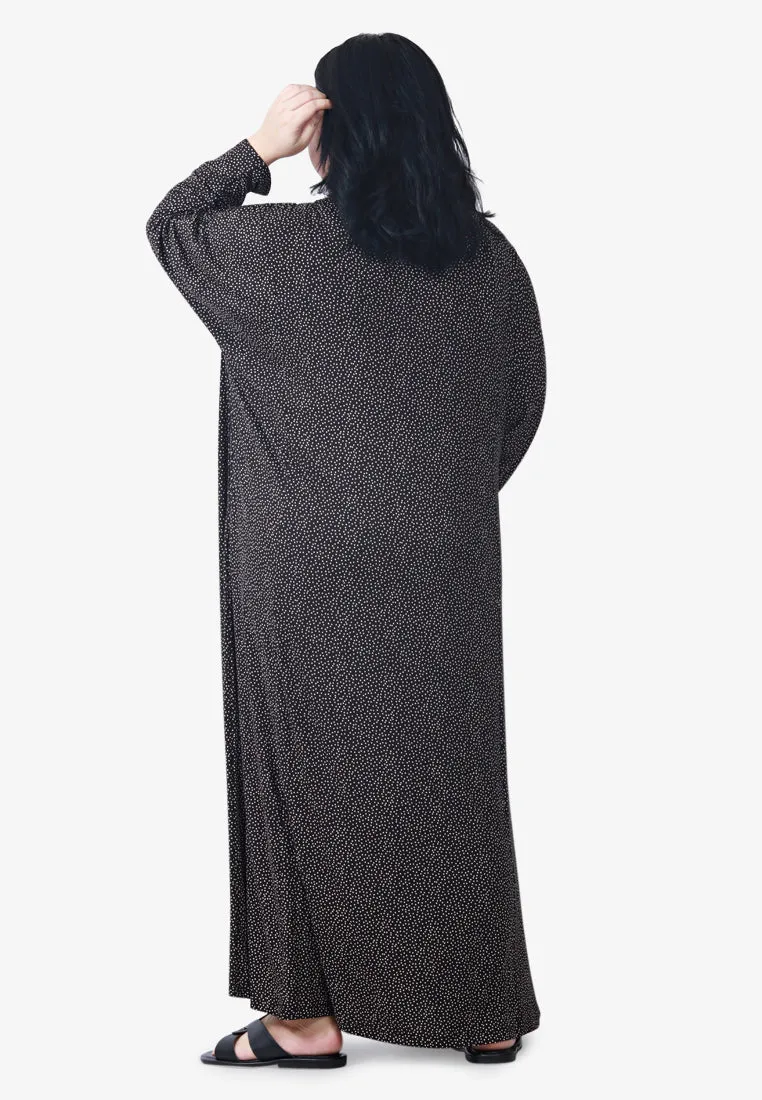 Juana Printed Soft Lounge Dress - Black Polka Dots